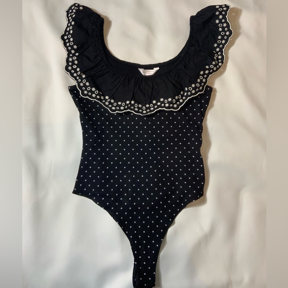Lauren Conrad Black Ruffled Women’s One Piece Top